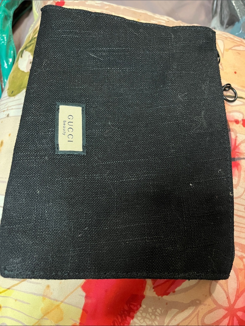 Gucci Black Canvas Travel Pouch with Logo Patch